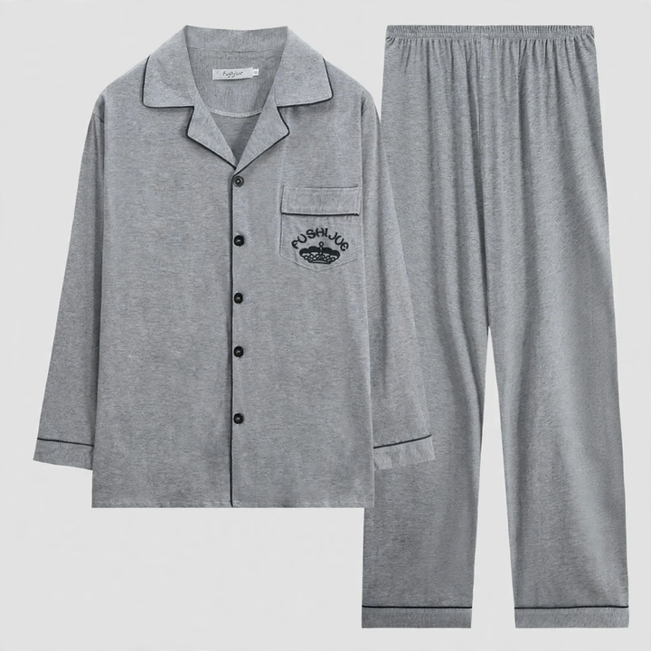 Men's cotton pajamas with checkered pattern