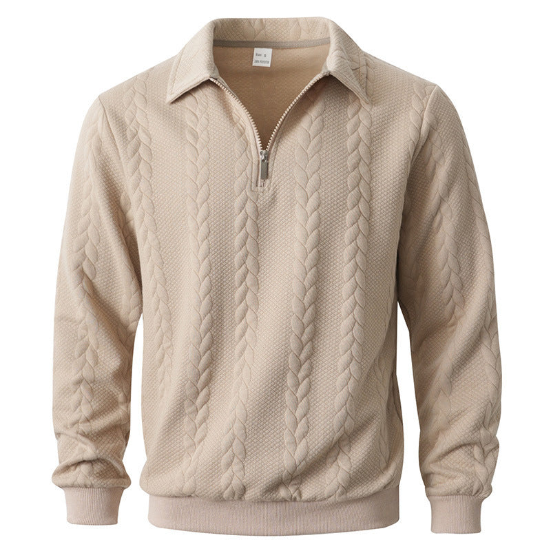 Men's sweatshirt with zipper and laydown collar