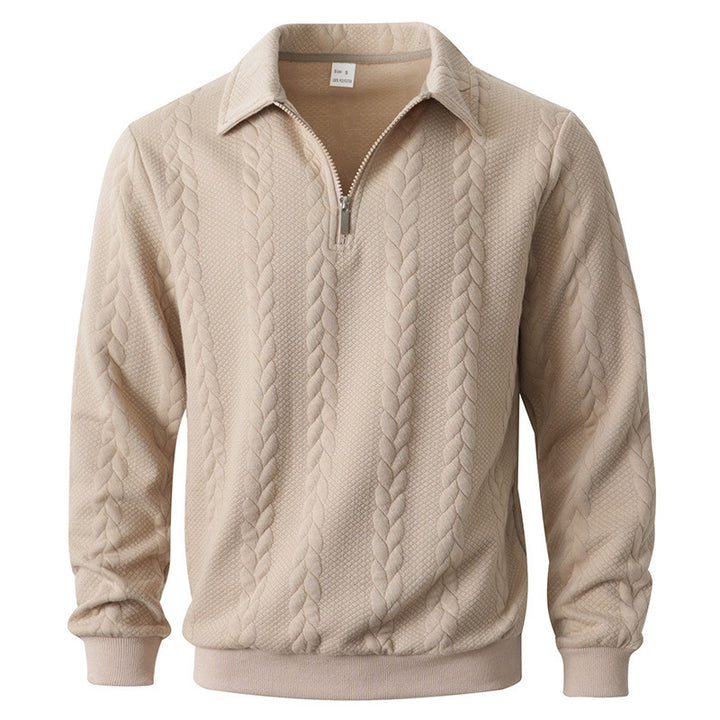 Men's sweatshirt with zipper and laydown collar
