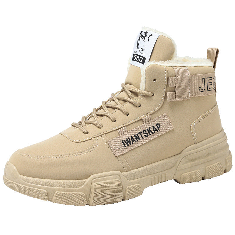 Padded men's winter boots, mid-height shaft