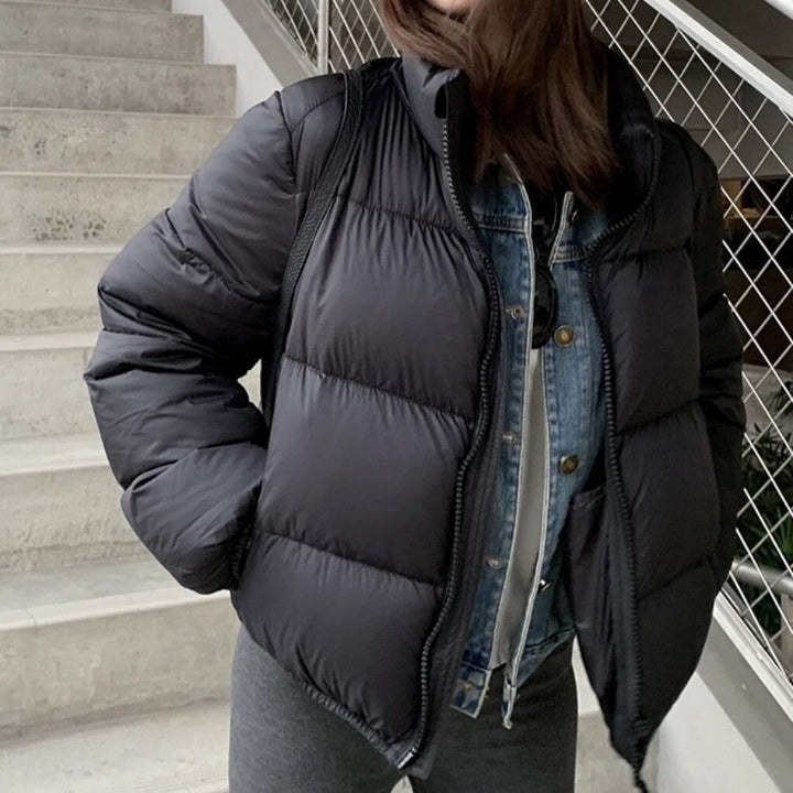 Women's Down Jacket, Short, White Duck Down, Stand Collar