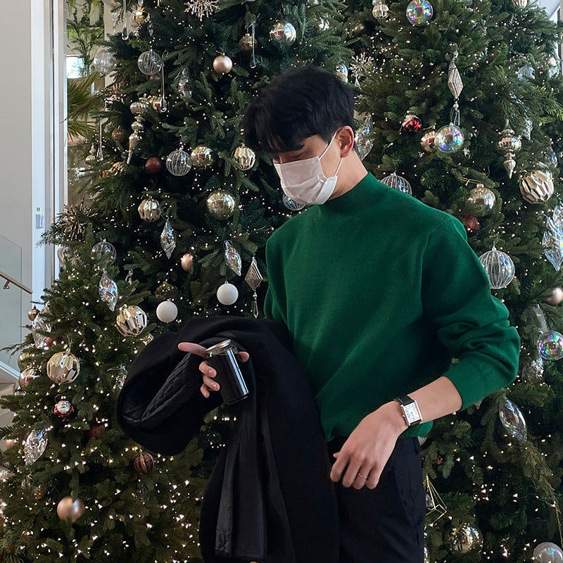 Men's retro-style knitted pullover, round neck