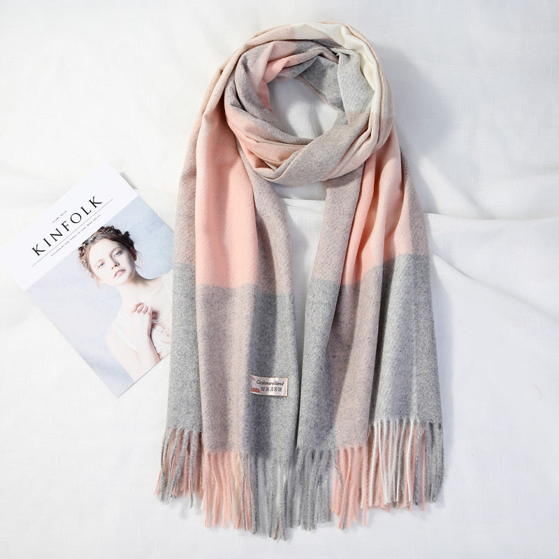 Long scarf in plaid pattern, warm winter accessory