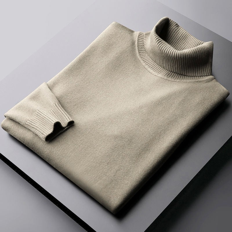Padded men's knitted sweater with stand-up collar