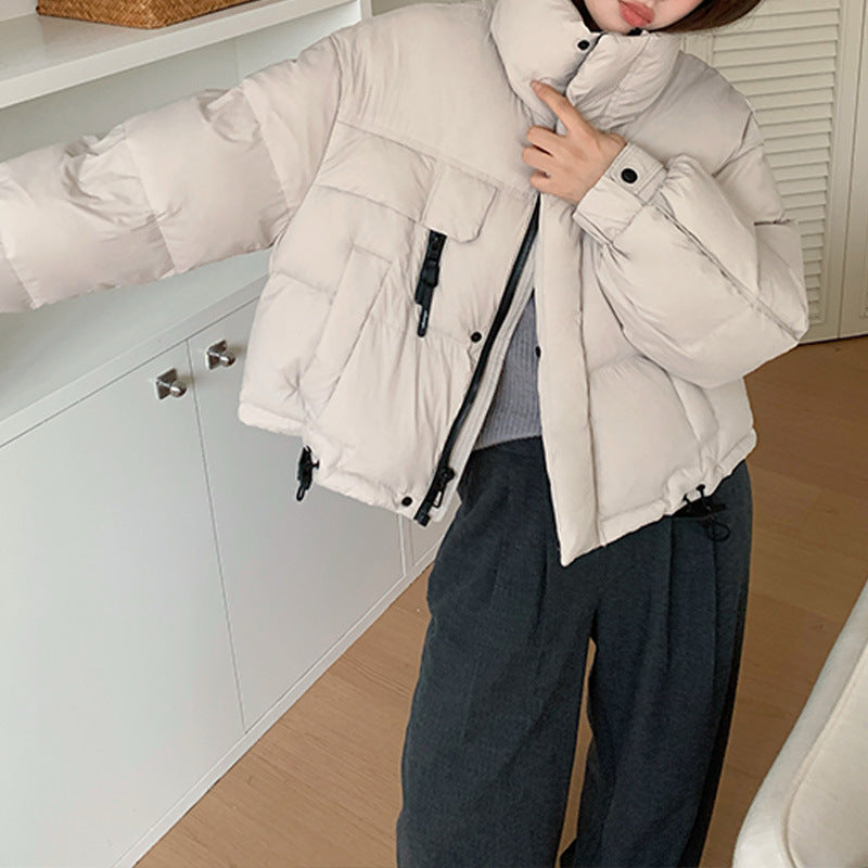 Short women's down jacket, duck down, urban style