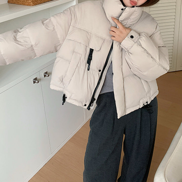 Short women's down jacket, duck down, urban style