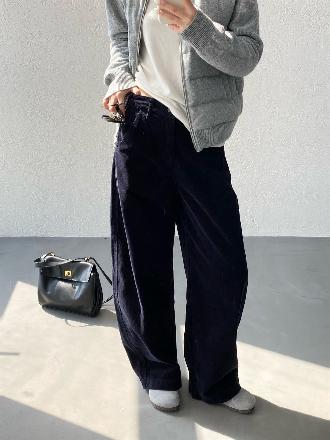 Cotton cord trousers, wide cut, lined, Autumn/Winter