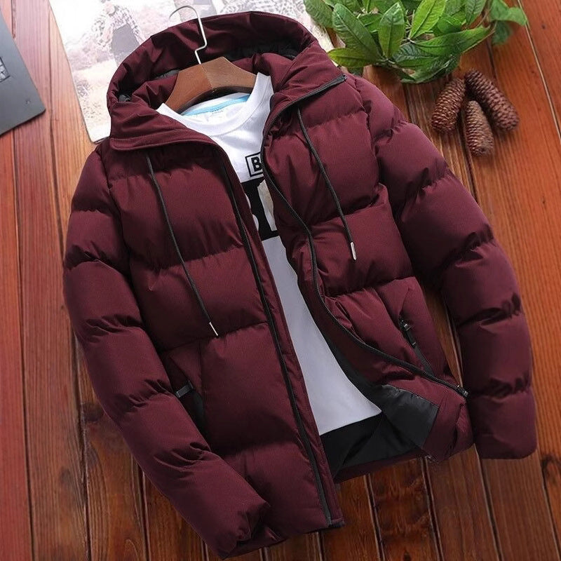 Men's quilted jacket with hood, short