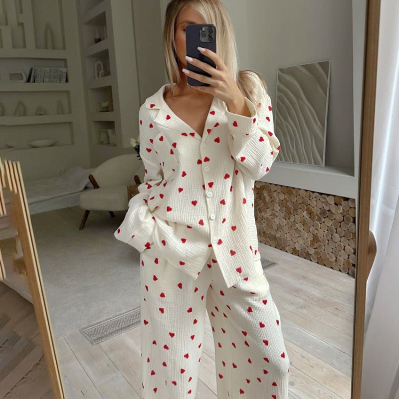Women's Pajama Set made of Cotton with Heart Pattern