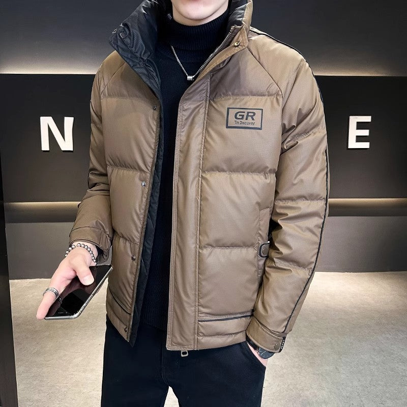 Solid color men's down jacket, lined