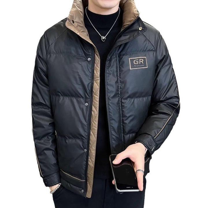 Solid color men's down jacket, padded