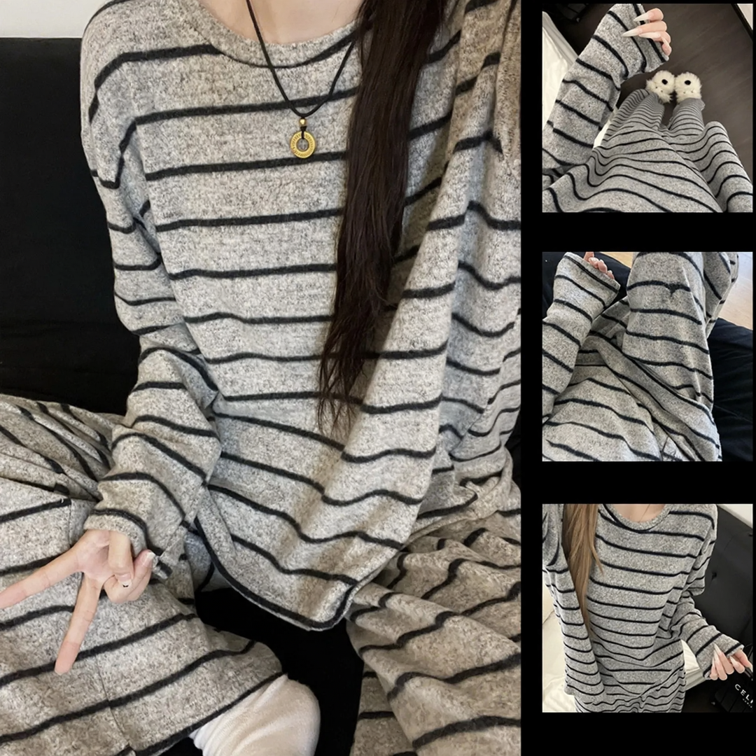 Warm striped pajamas set for couples