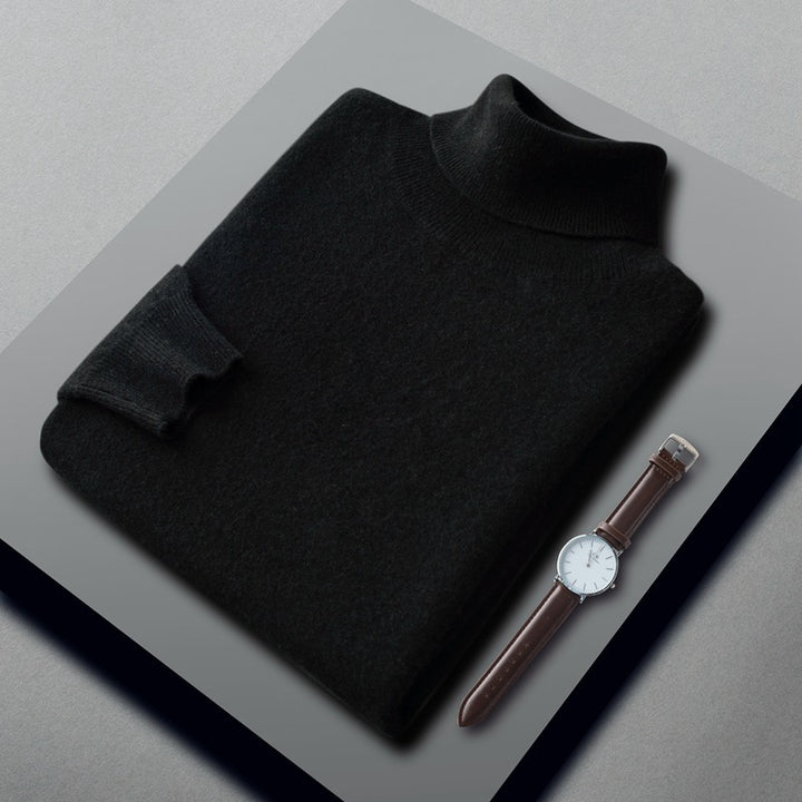 Men's Cashmere Sweater, High Collar, Business Casual