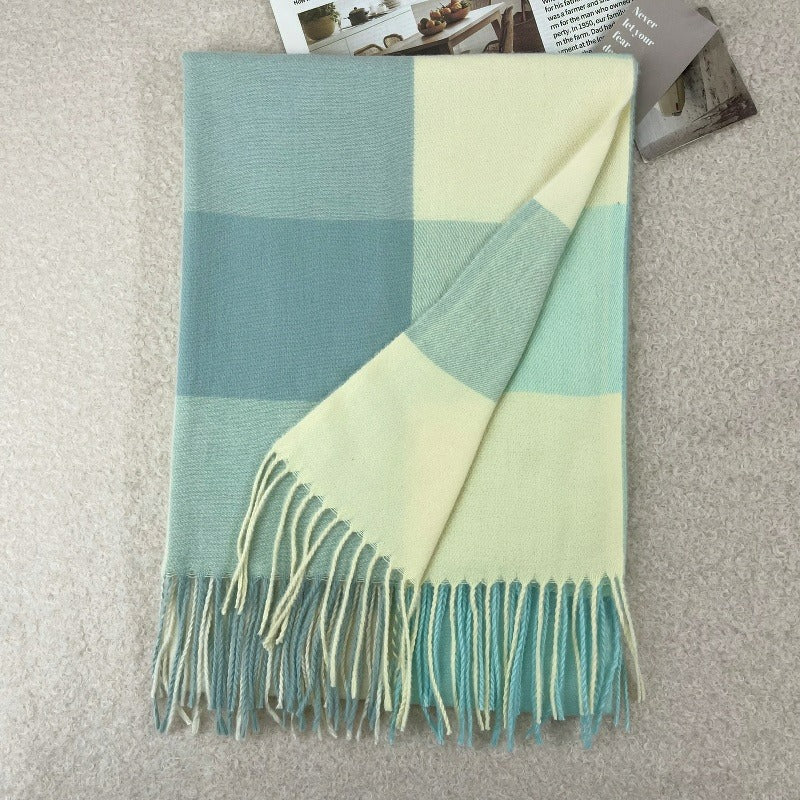Checked scarf made of cashmere imitation, 65x180cm