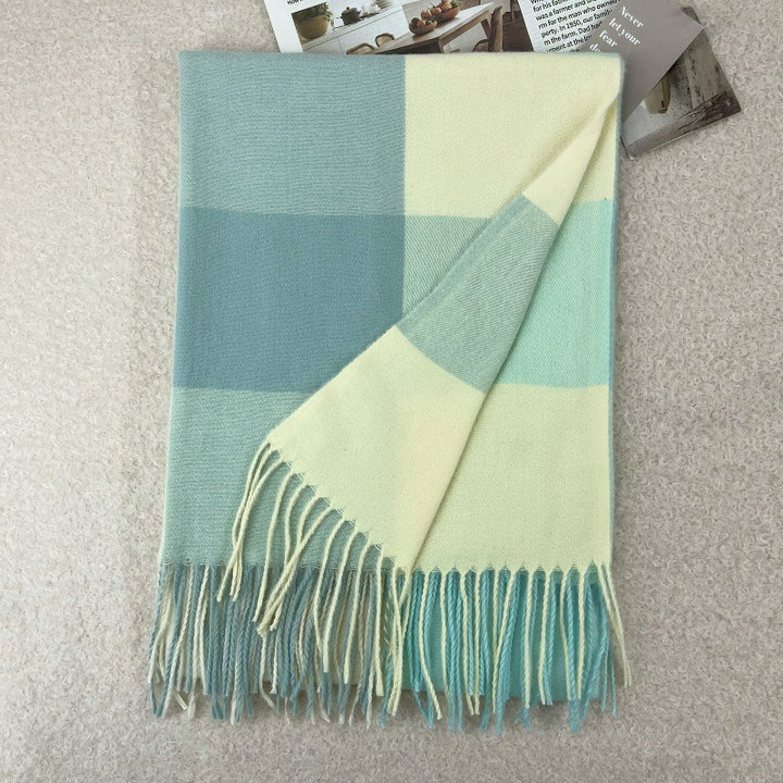 Checked scarf made of cashmere imitation, 65x180cm