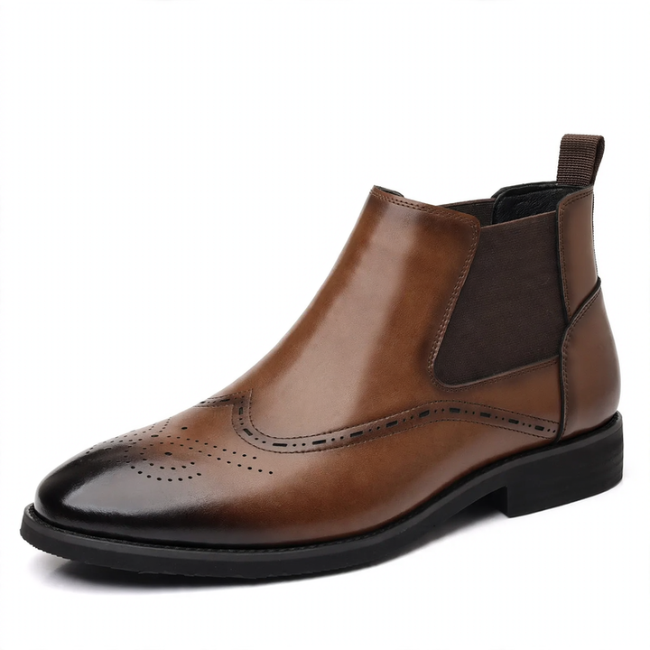 Men's Chelsea Boots in Vintage Brogue Style