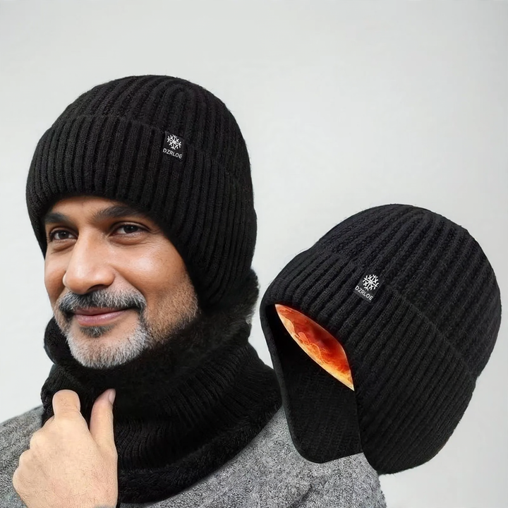 Winter knit hat and scarf set for men