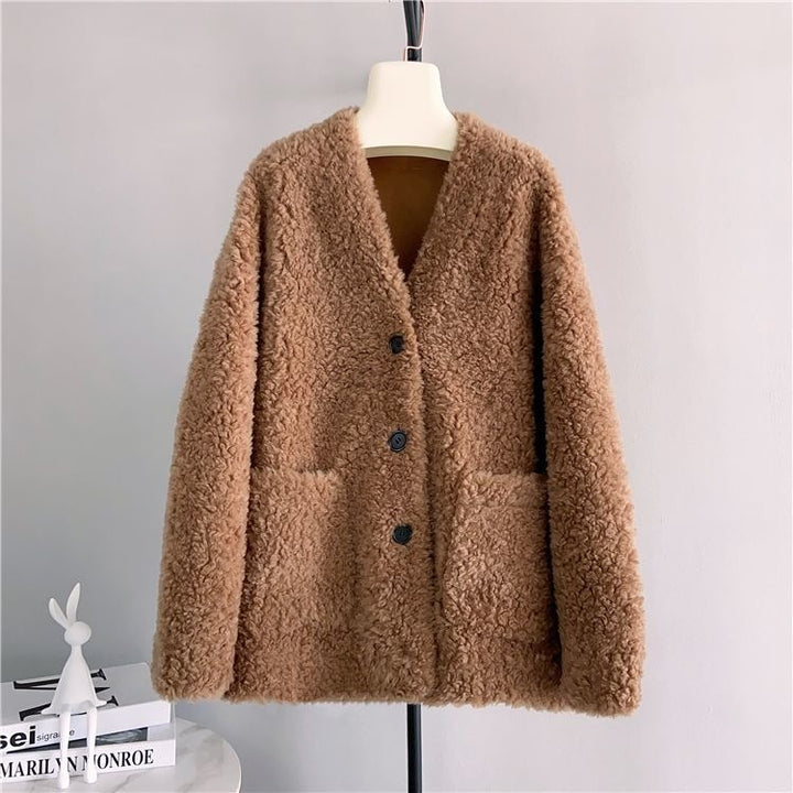 Women's faux sheepskin coat, lined