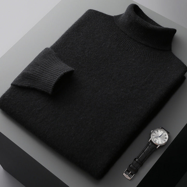 Men's wool pullover, roll neck, 350g, warm
