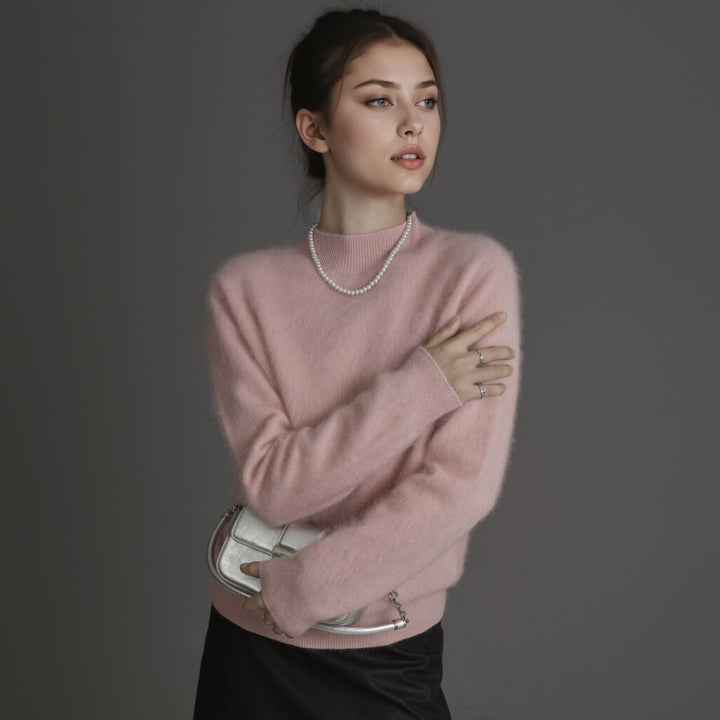 Women's wool sweater, cashmere blend, round neck