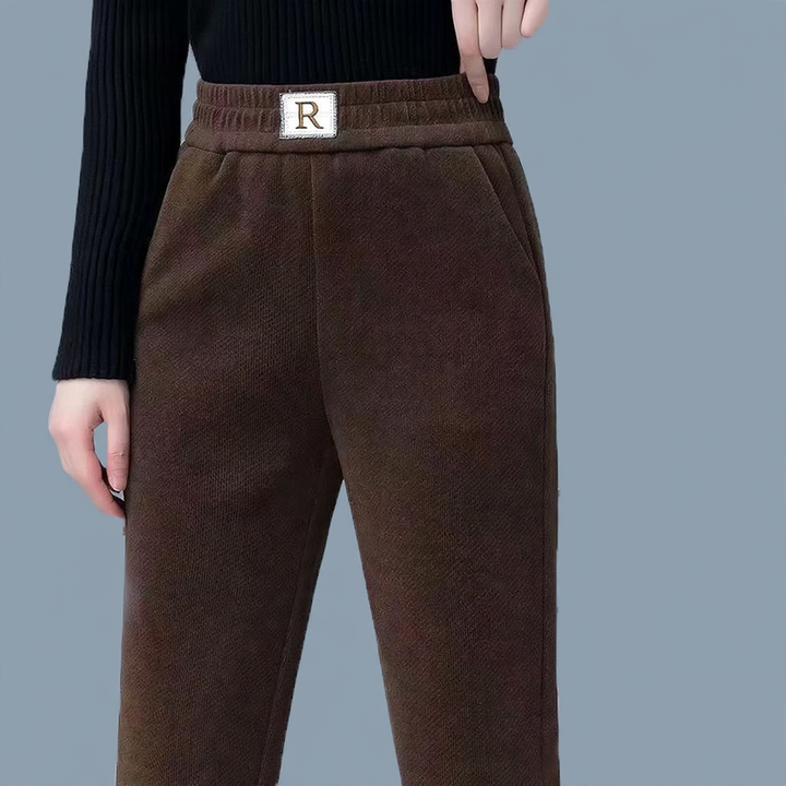 Lined corduroy leisure pants for women