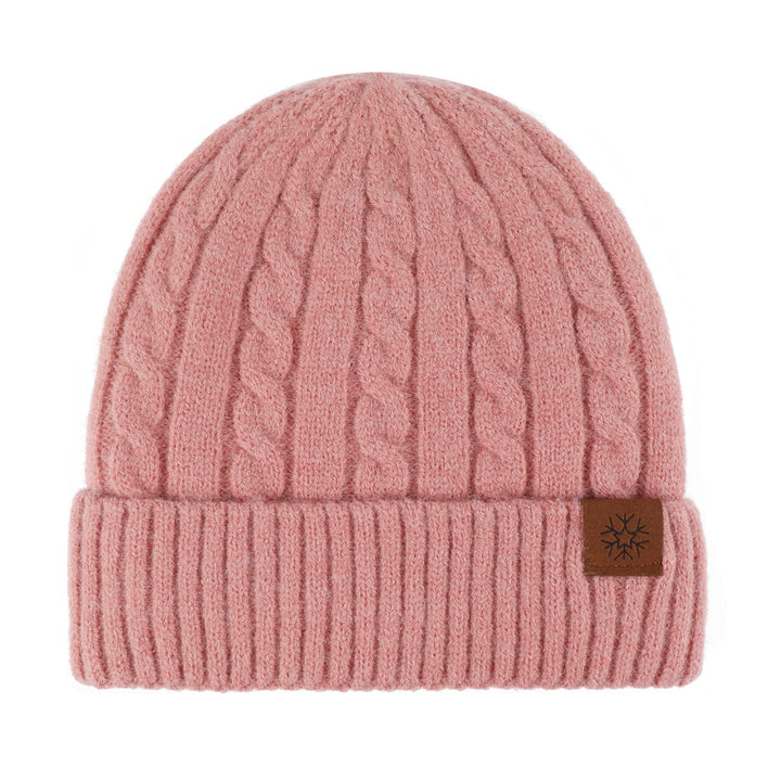 Fleece-lined knitted beanie with cuff, winter