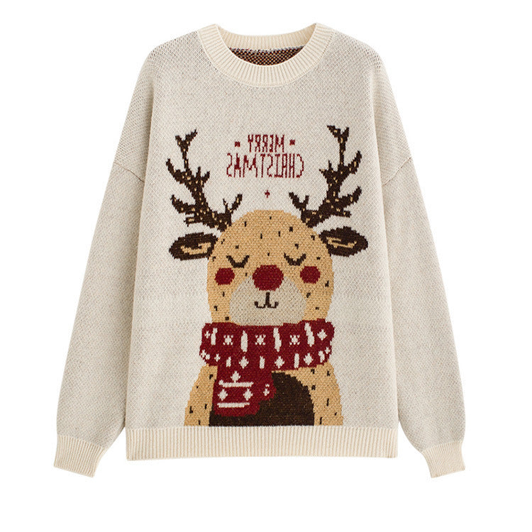 Women's knit sweater with 3D motif, loose fitting