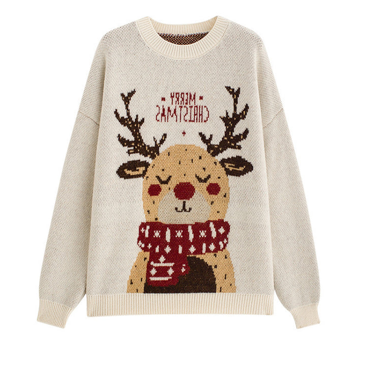 Women's knit sweater with 3D motif, loose fitting