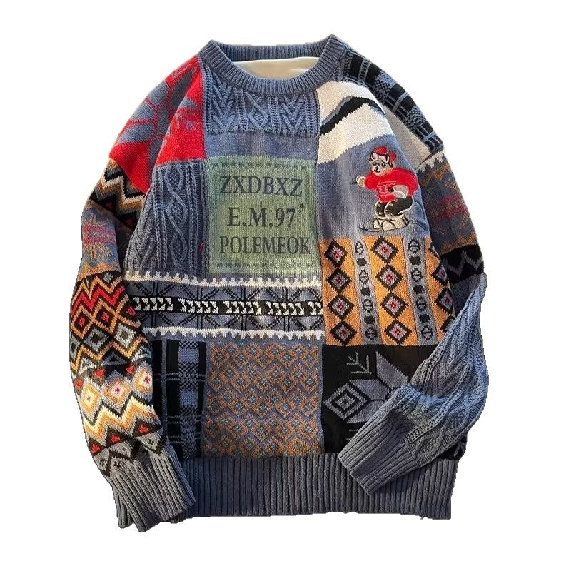 Retro Christmas sweater in Harajuku style