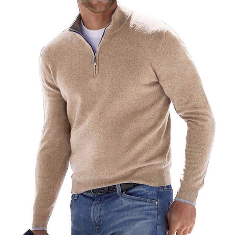 Men's Long Sleeve Cashmere Sweater with Zipper