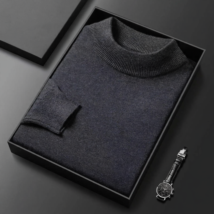 Men's Cashmere Sweater with Stand-up Collar