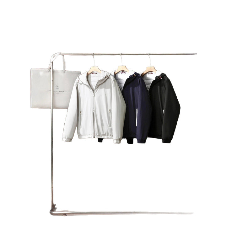Elegant men's hoodie, wool and silk