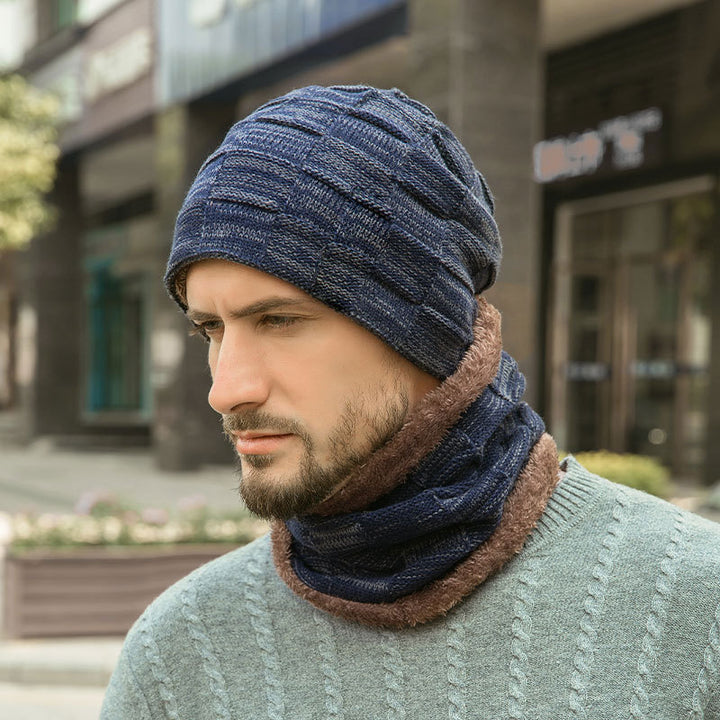 Winter knitted hat and scarf set, lined, 9507