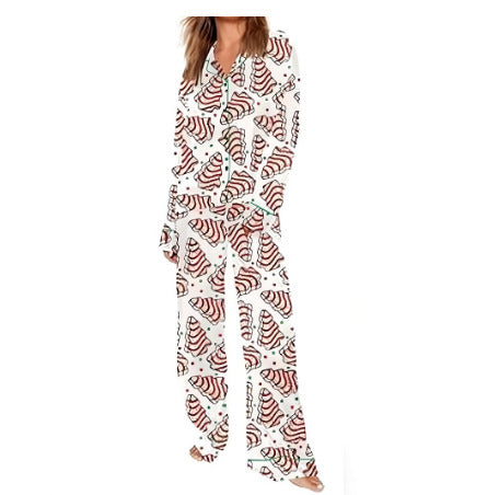 Women's Christmas-themed Pajamas, Long Sleeve, Set