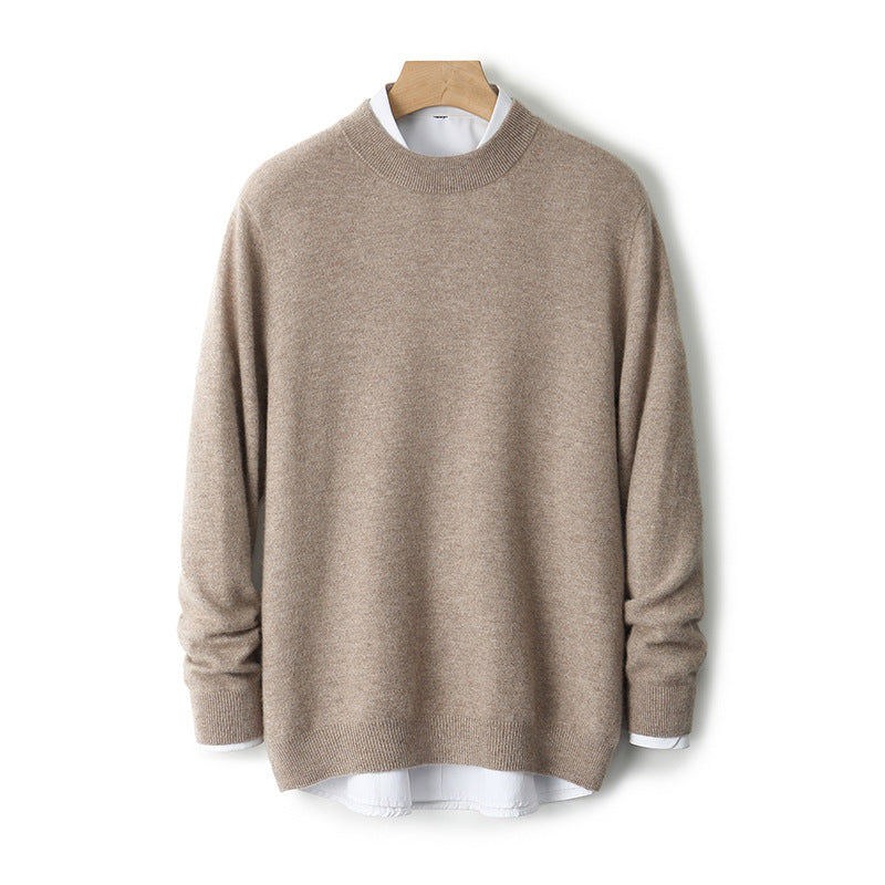 Men's wool sweater, thick, with stand-up collar