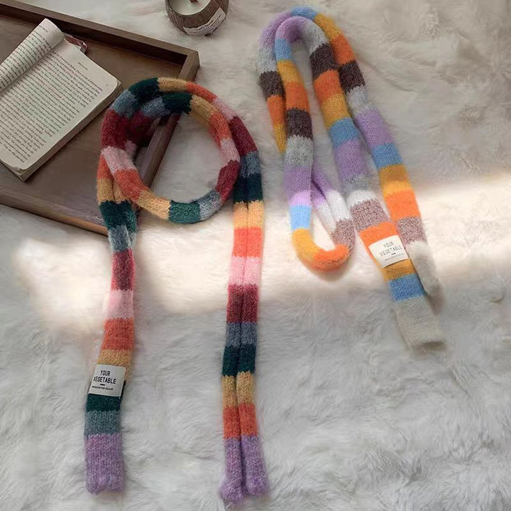 Narrow scarf with color stripes, 170x10cm
