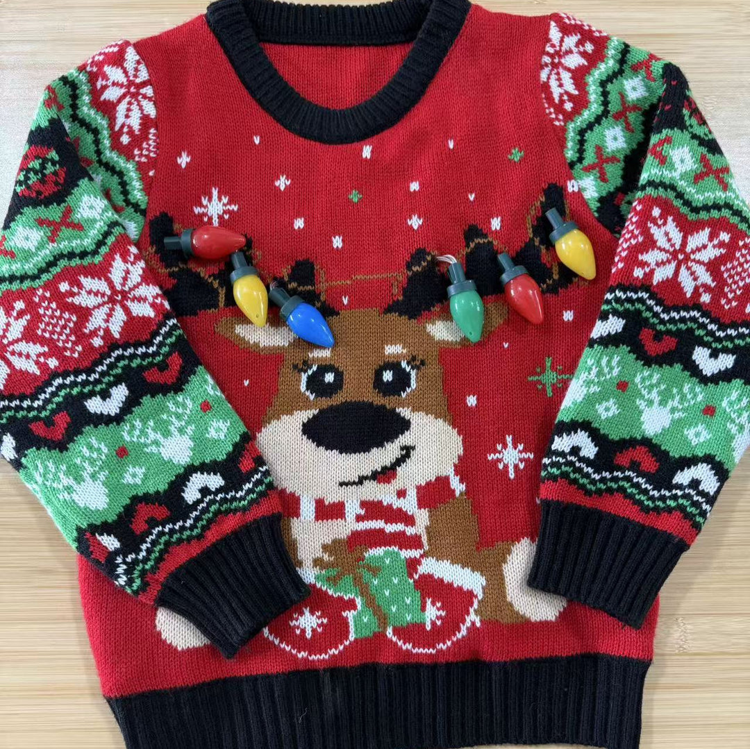 Loose knit sweater with Christmas motif
