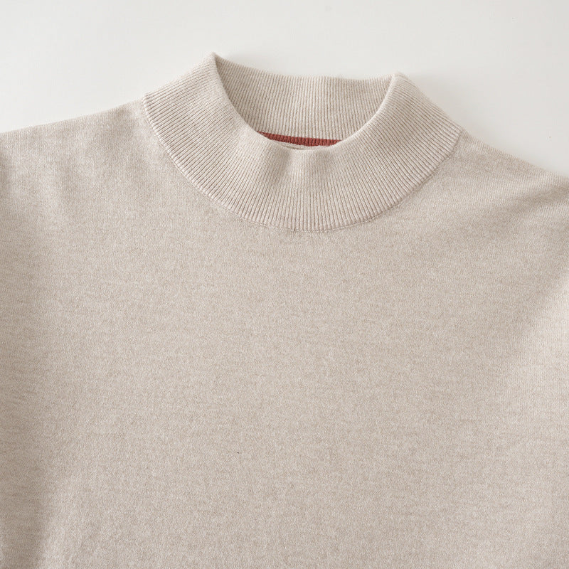 Men's sweater with stand-up collar, solid color