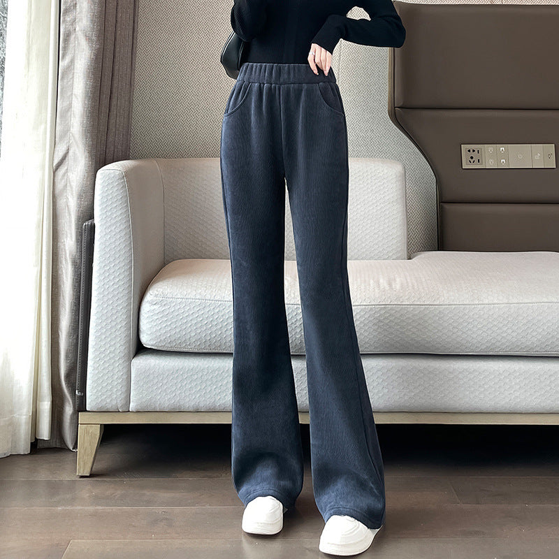 Women's corduroy flared pants, lined, autumn and winter