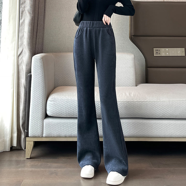 Women's corduroy flared pants, lined, autumn and winter