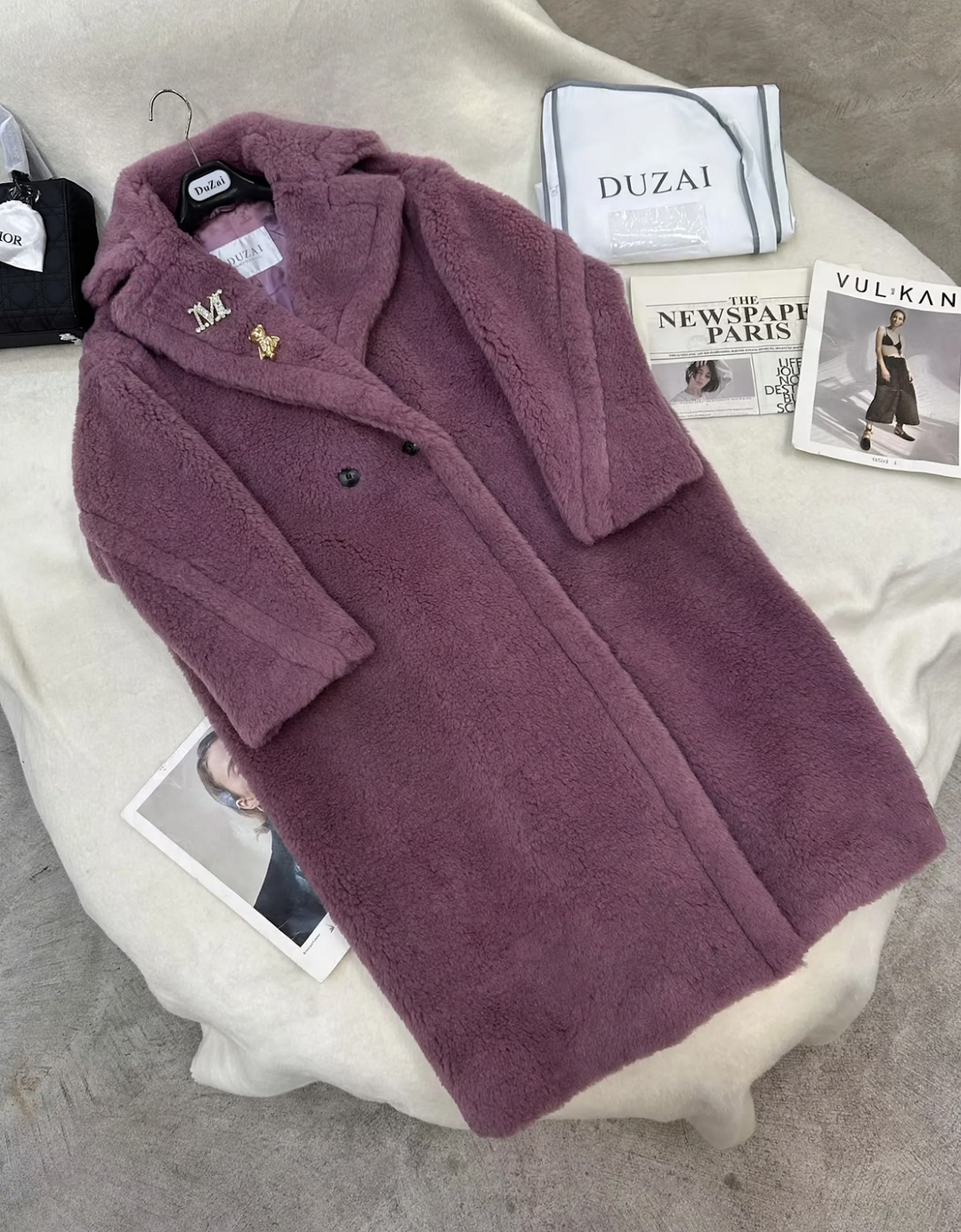 Loose Teddy coat, long, Winter, women's