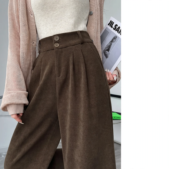 Padded chenille pants with high waist