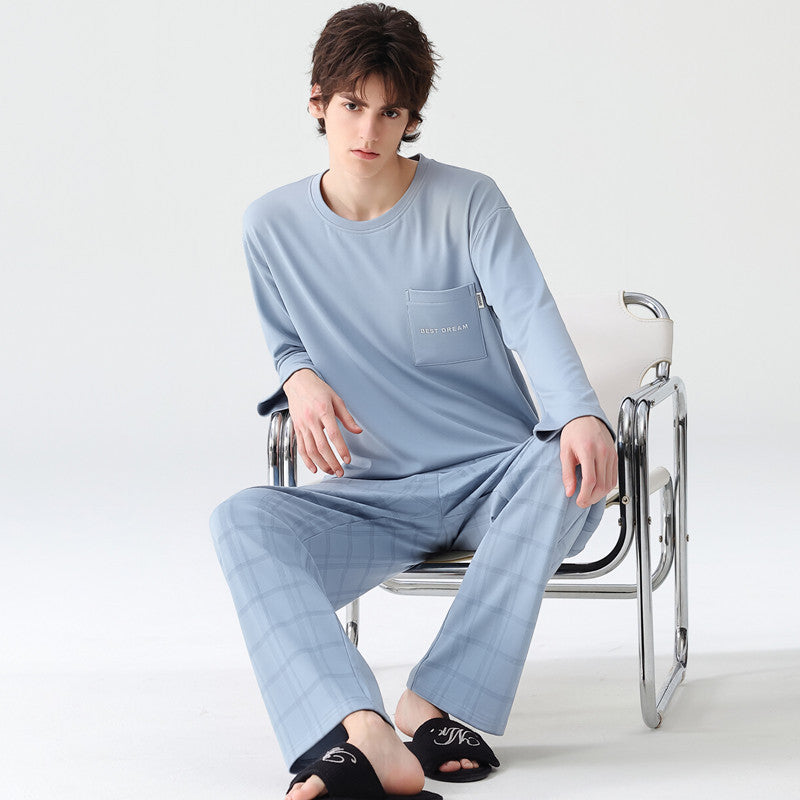 Men's pajama set made from 100% cotton, checkered