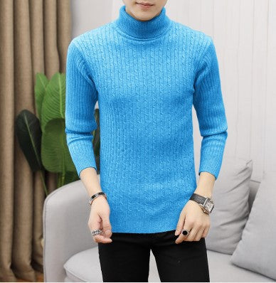 Men's knitted sweater with roll neck and cable pattern