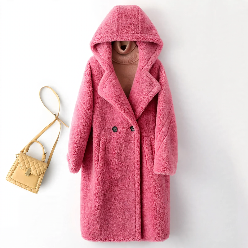 Women’s Teddy Coat with Hood, Mid-Length