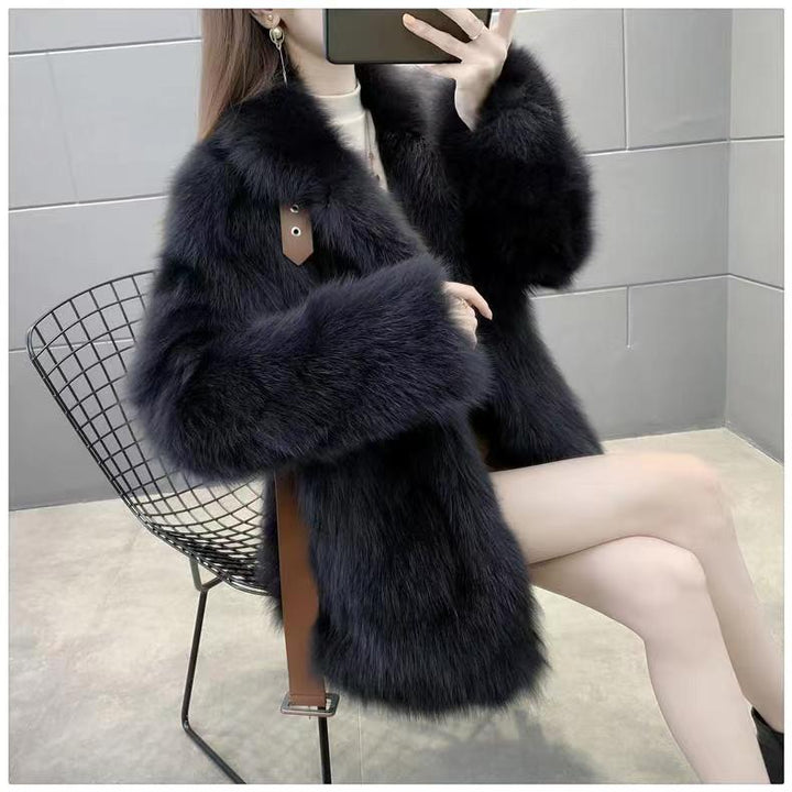 Elegant faux fur coat in fox look