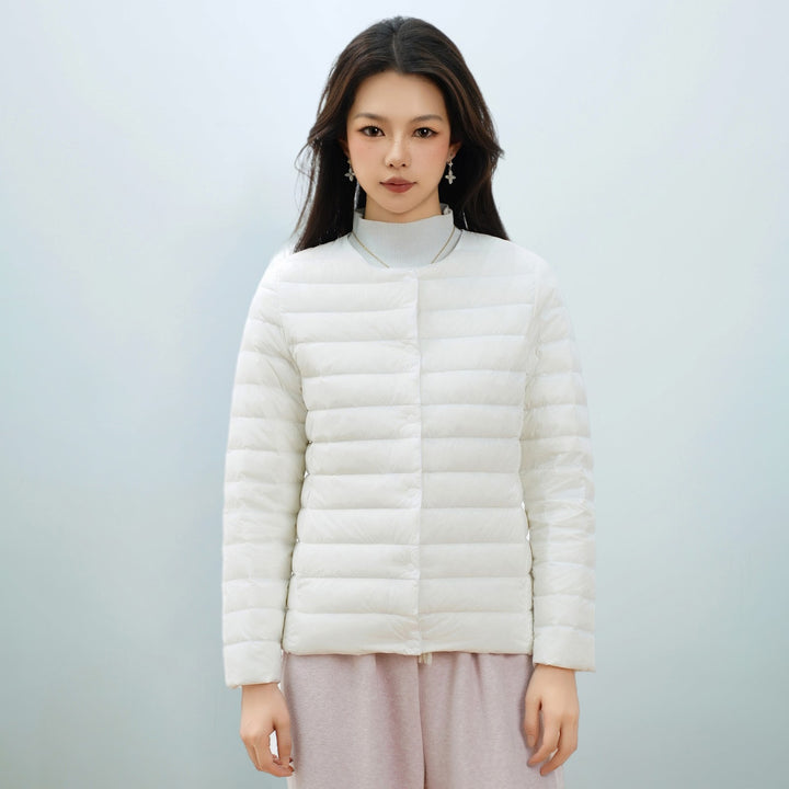 Light women's down jacket, simple design