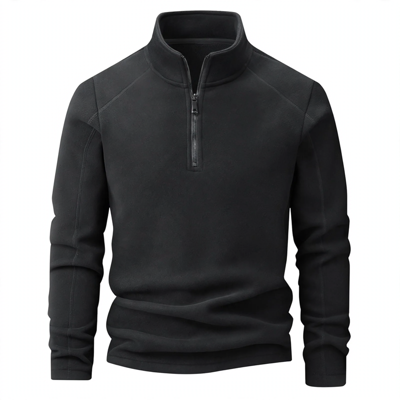 Fleece sweatshirt with stand-up collar and zipper