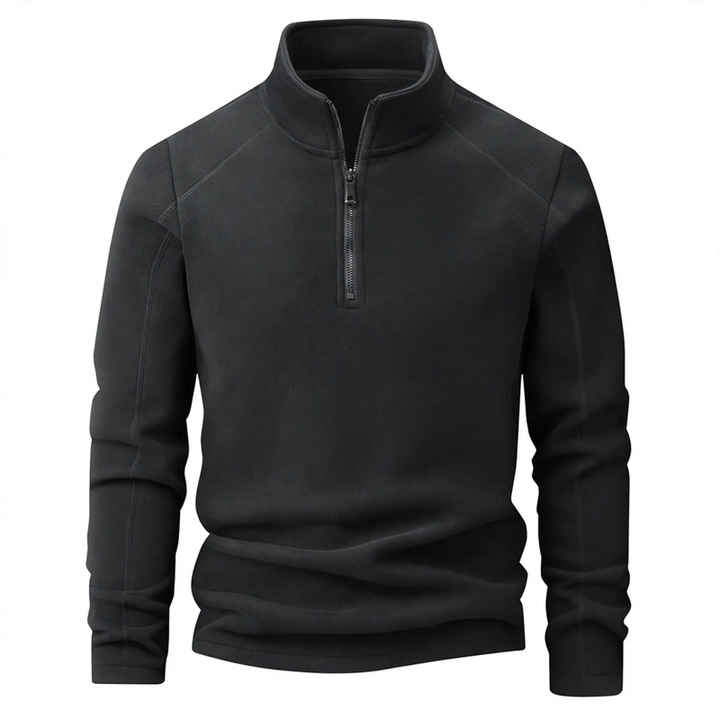 Fleece sweatshirt with stand-up collar and zipper