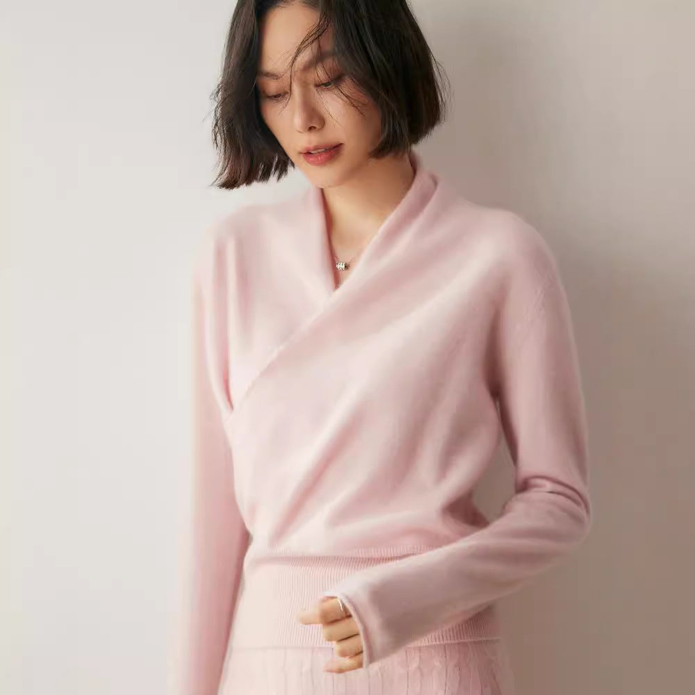 Women's knit sweater with V-neck